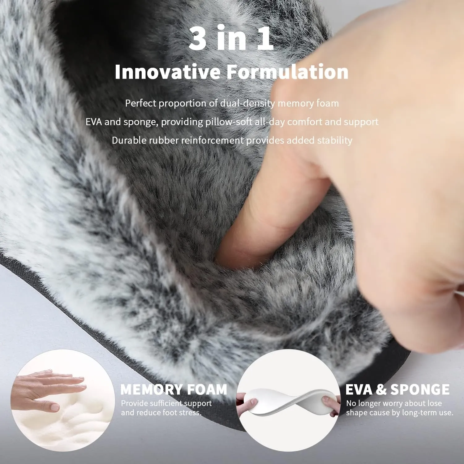 Homitem Fuzzy Slippers for Women Indoor and Outdoor Fluffy Bedroom House Shoes with Arch Support Memory Foam Winter Warm Ladeis Cute Comfy Cozy