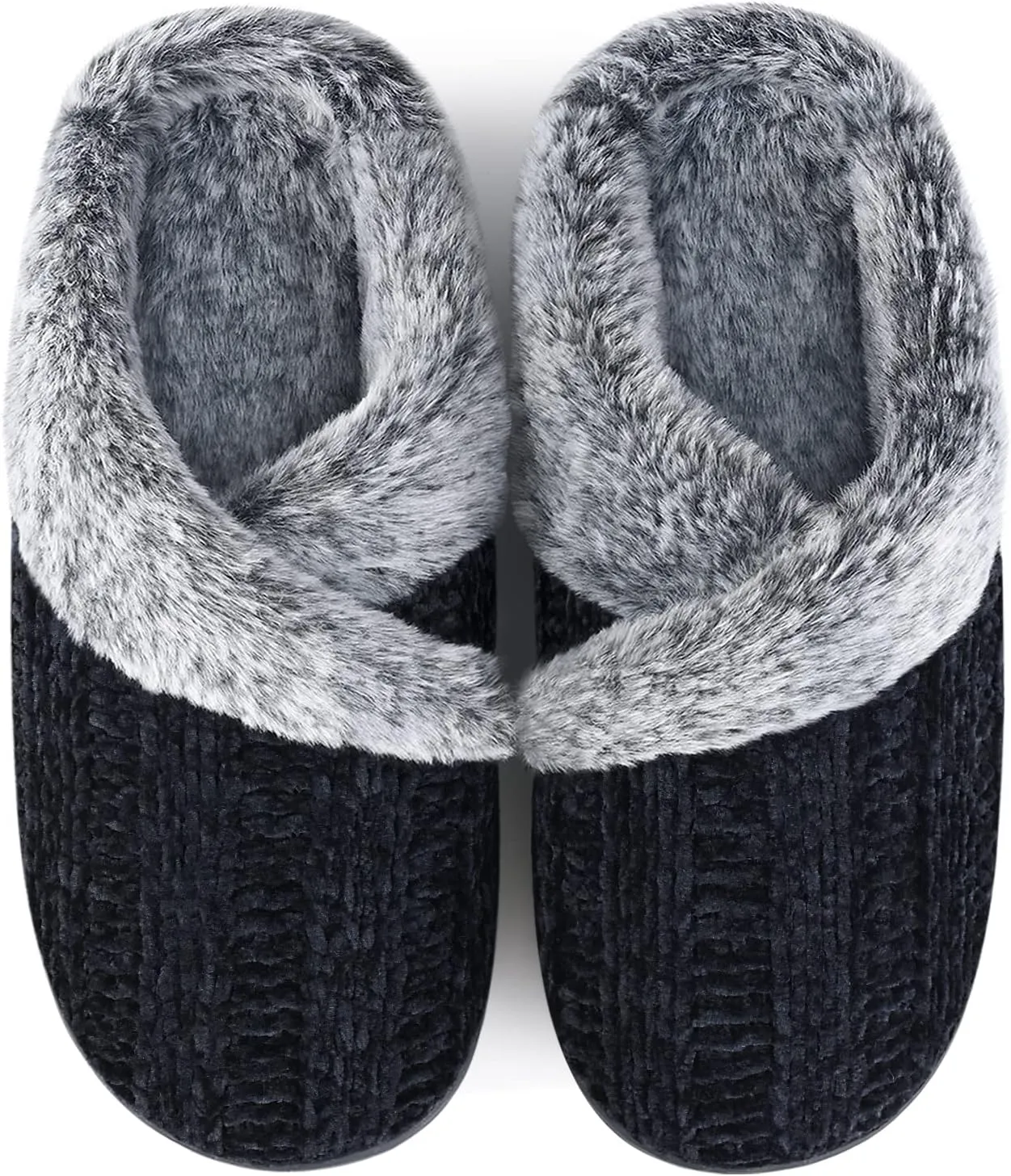 Homitem Fuzzy Slippers for Women Indoor and Outdoor Fluffy Bedroom House Shoes with Arch Support Memory Foam Winter Warm Ladeis Cute Comfy Cozy