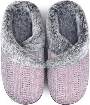 Homitem Fuzzy Slippers for Women Indoor and Outdoor Fluffy Bedroom House Shoes with Arch Support Memory Foam Winter Warm Ladeis Cute Comfy Cozy