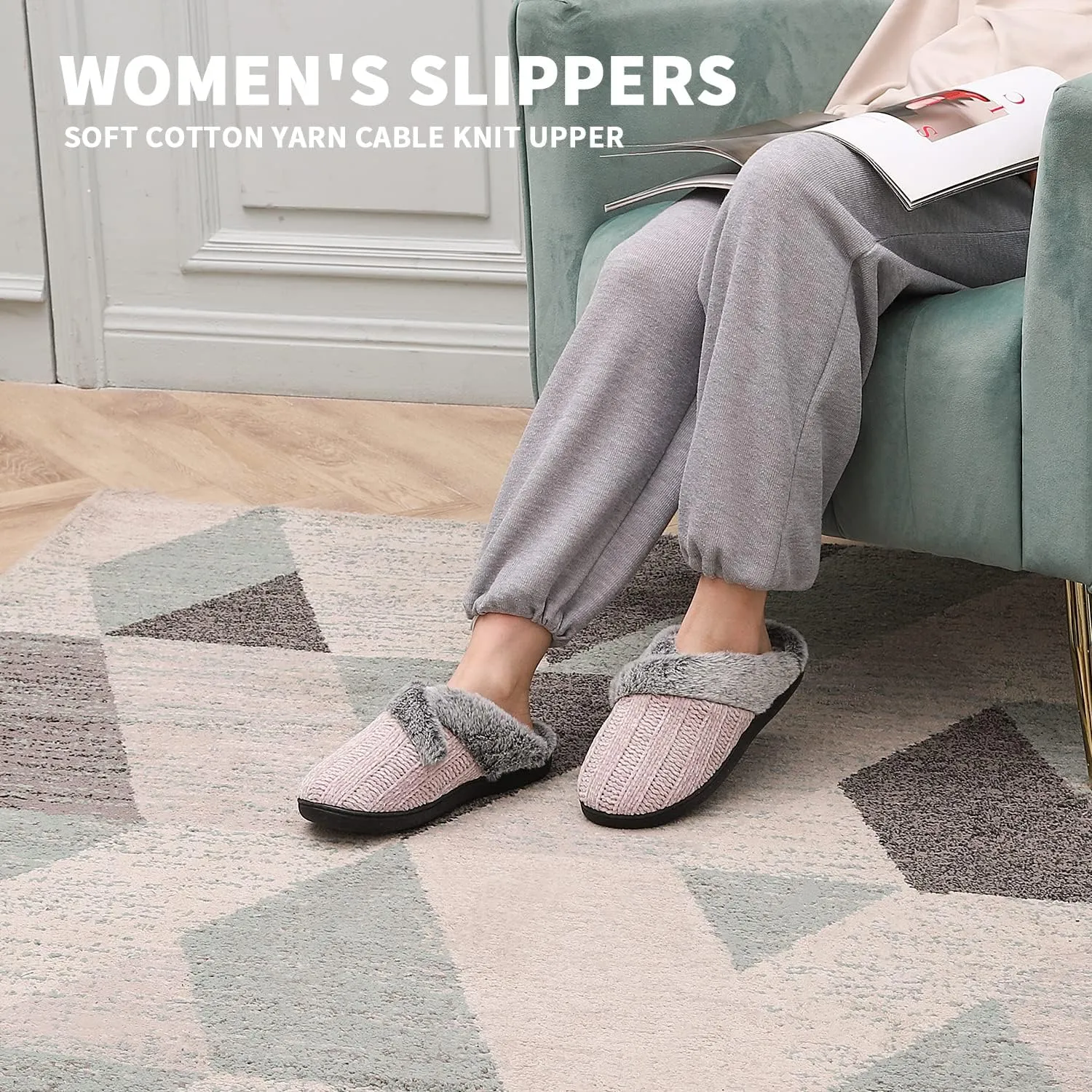 Homitem Fuzzy Slippers for Women Indoor and Outdoor Fluffy Bedroom House Shoes with Arch Support Memory Foam Winter Warm Ladeis Cute Comfy Cozy