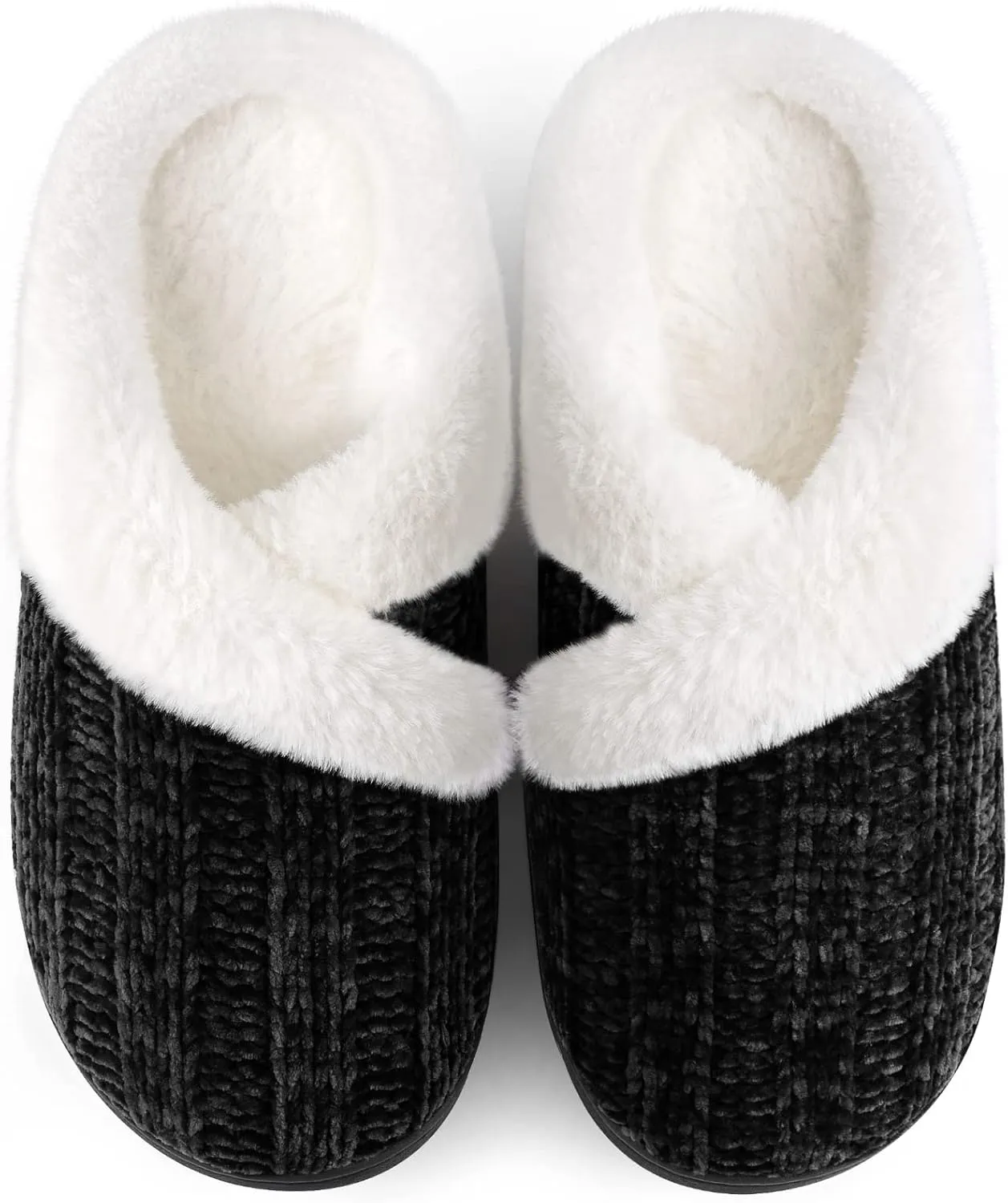 Homitem Fuzzy Slippers for Women Indoor and Outdoor Fluffy Bedroom House Shoes with Arch Support Memory Foam Winter Warm Ladeis Cute Comfy Cozy