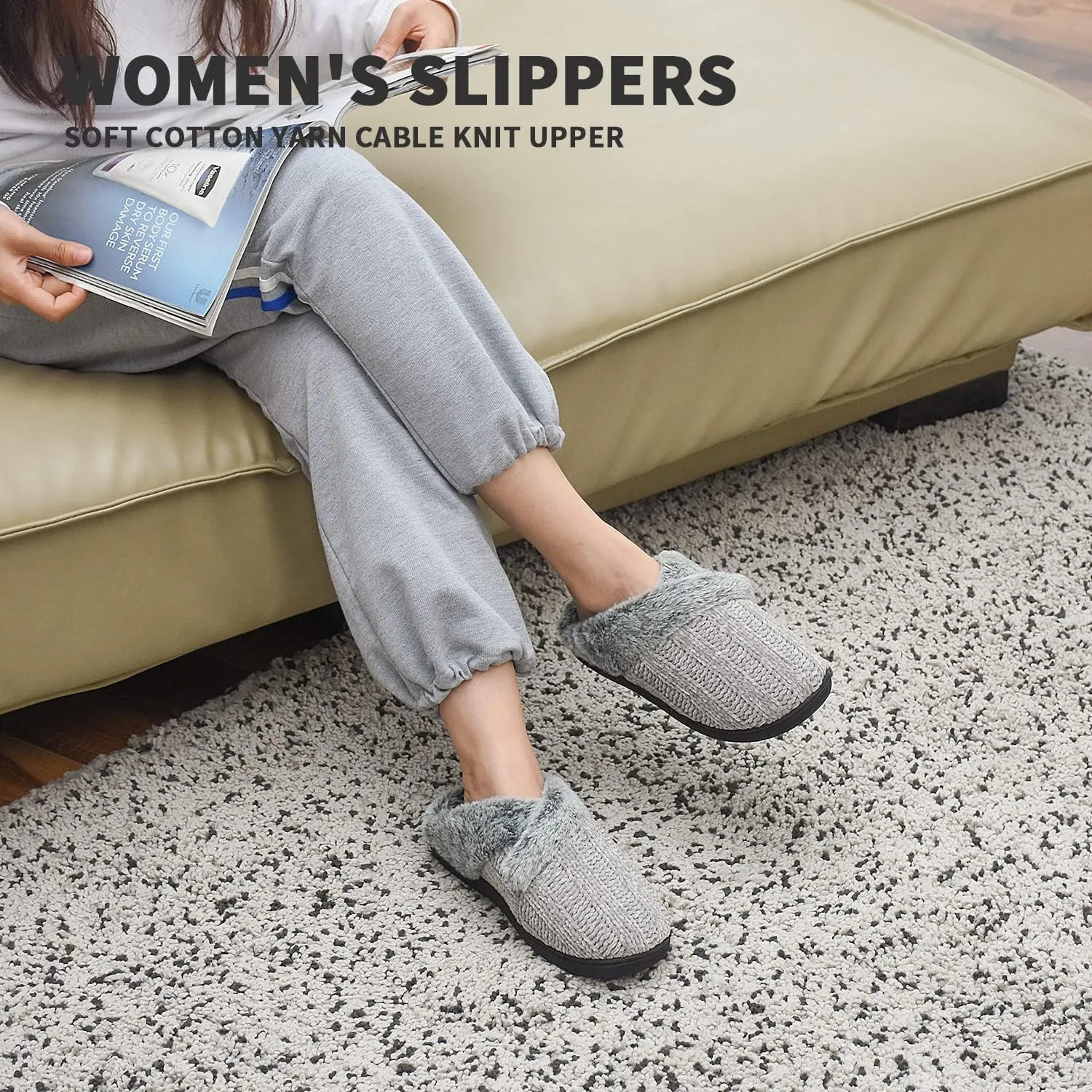 Homitem Fuzzy Slippers for Women Indoor and Outdoor Fluffy Bedroom House Shoes with Arch Support Memory Foam Winter Warm Ladeis Cute Comfy Cozy