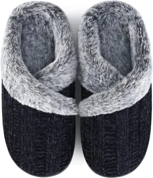 Homitem Fuzzy Slippers for Women Indoor and Outdoor Fluffy Bedroom House Shoes with Arch Support Memory Foam Winter Warm Ladeis Cute Comfy Cozy