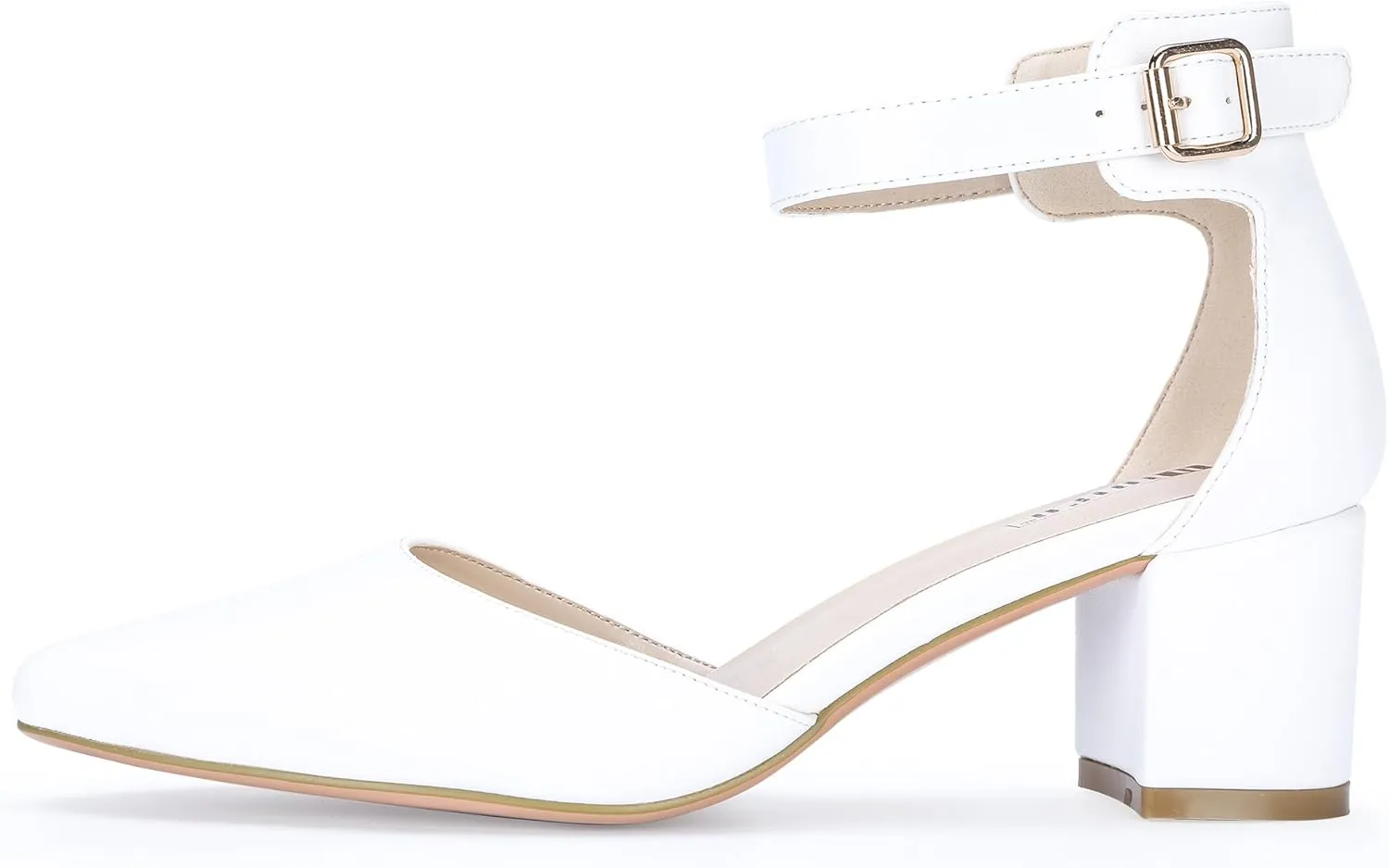 IDIFU Women's IN2 Pedazo Dress Shoes Low Block Heels Comfortable Chunky Closed Toe Ankle Strap Wedding Pumps