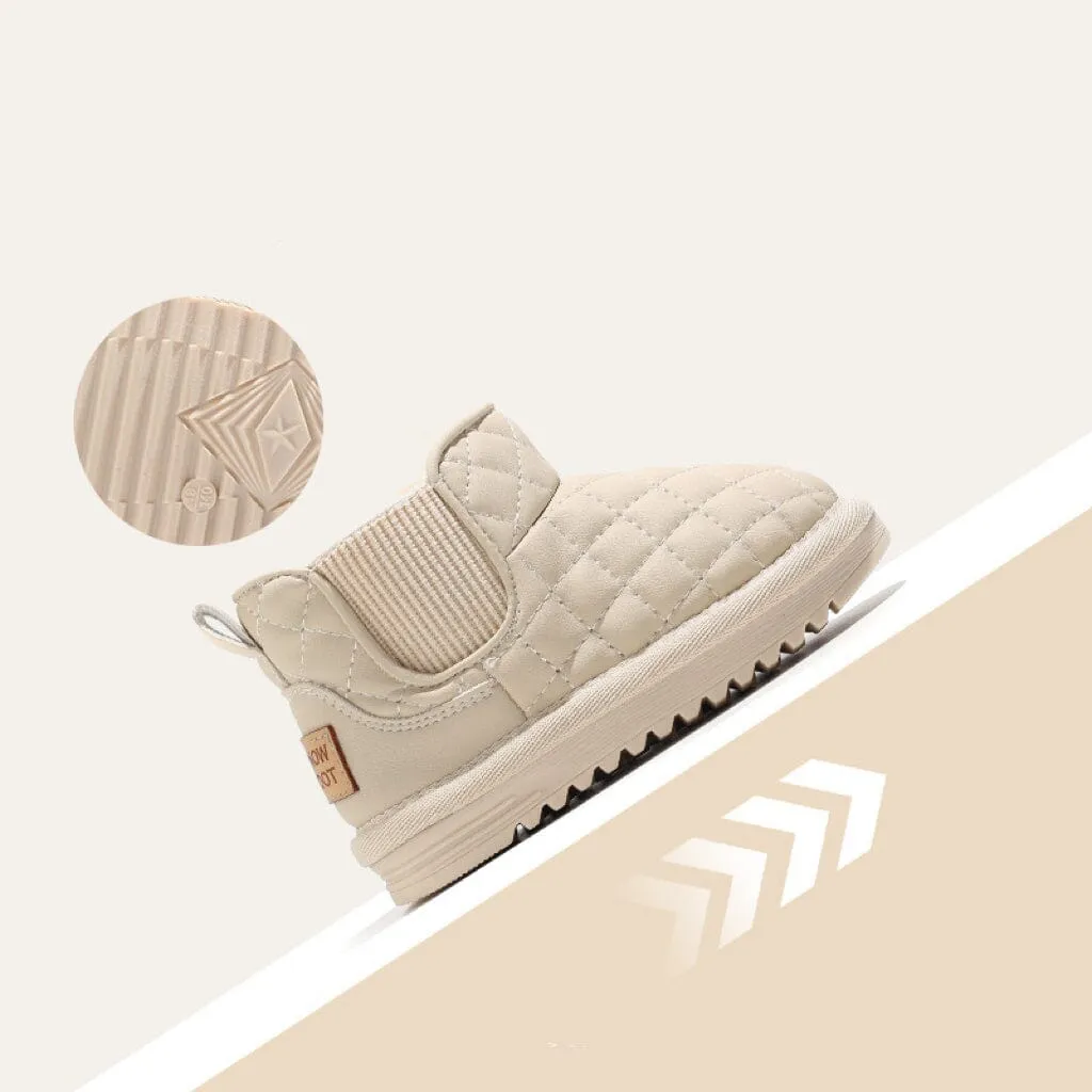 Laney Rhombus Leather Plush Snow Boots