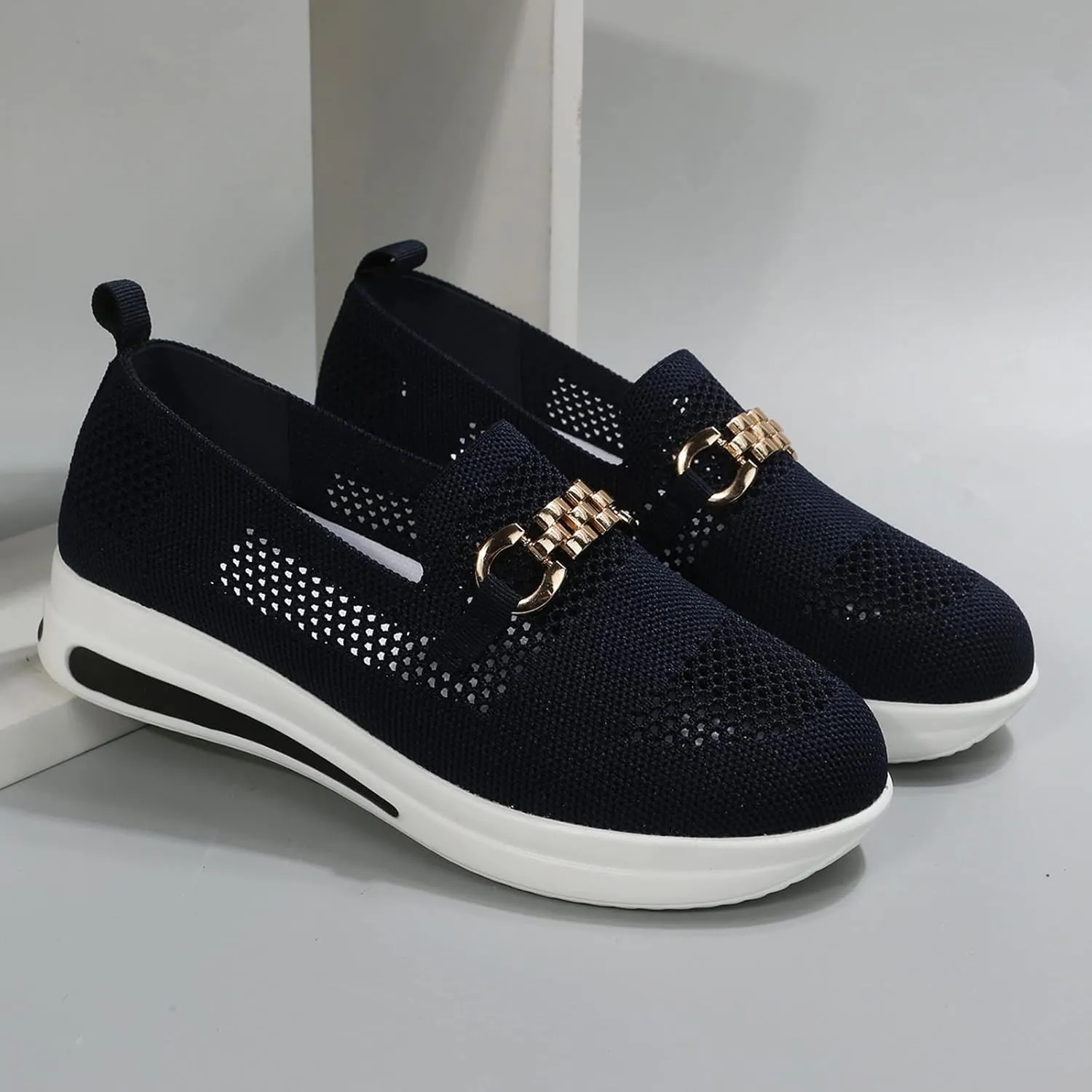 Loafers for Women Trendy Mesh Knit Walking Shoes Sock Sneakers Lightweight Comfy Breathable Casual Pull-on Daily Shoe