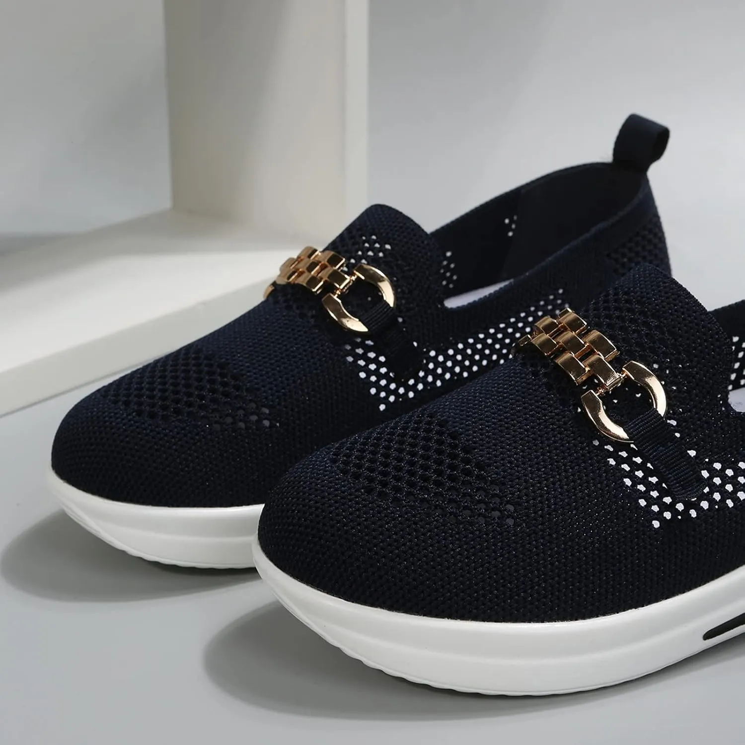 Loafers for Women Trendy Mesh Knit Walking Shoes Sock Sneakers Lightweight Comfy Breathable Casual Pull-on Daily Shoe
