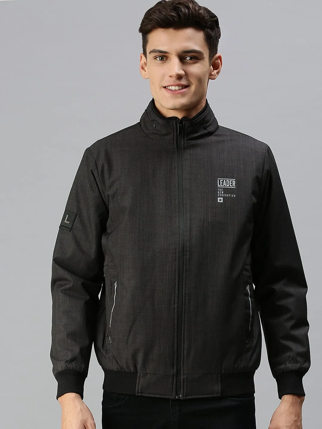 Men Black Checked Tailored Jacket with Patchwork