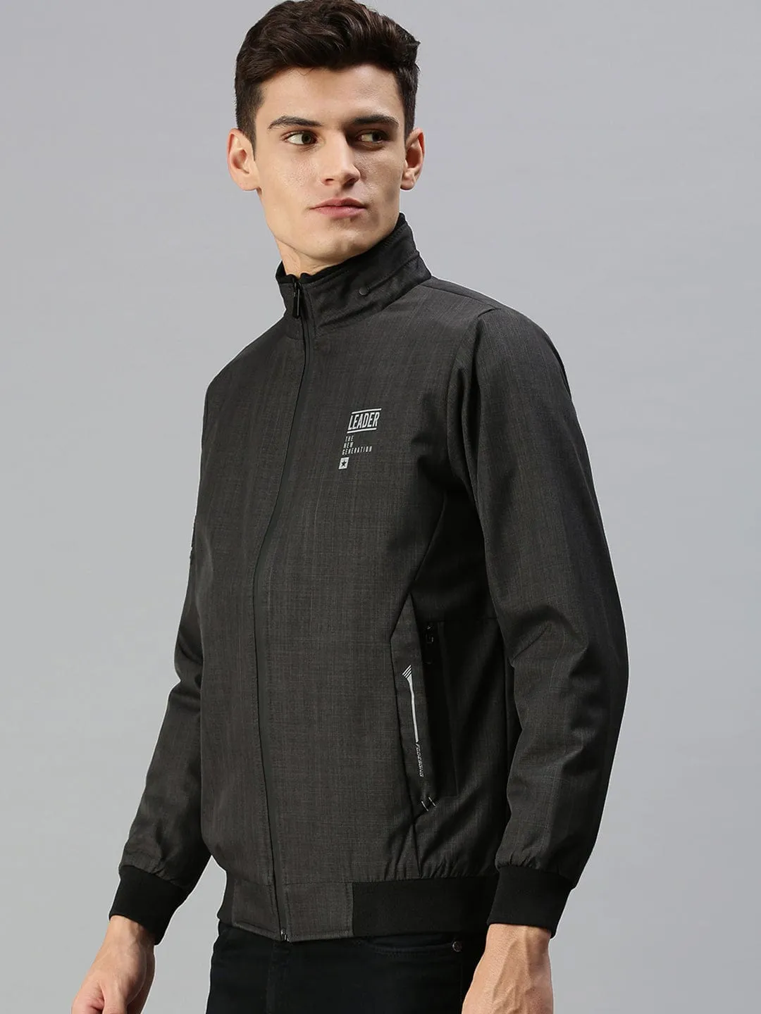 Men Black Checked Tailored Jacket with Patchwork