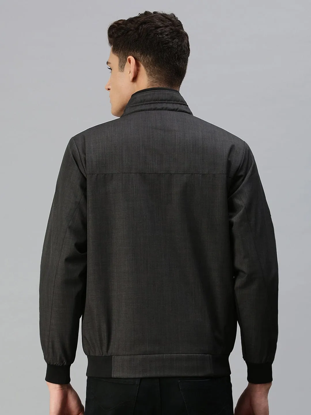 Men Black Checked Tailored Jacket with Patchwork