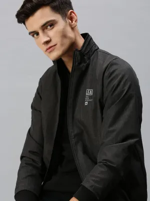 Men Black Checked Tailored Jacket with Patchwork