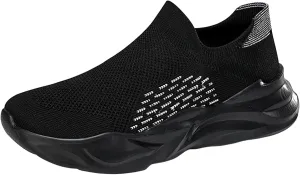 Men's Athletic Slip on Sneakers Fashionable Comfort Sole Breathable Mesh Ultra Lightweight Comfortable Cushion Running Shoes with Arch Support for Gym & Walking Daily Work for Male