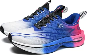 Men's Running Shoes Breathable Non Slip Thick Sturdy Outsole Soft Insole Lightweight Sports Athletic Tatting Fly-Woven Mesh Fashionable Sneakers