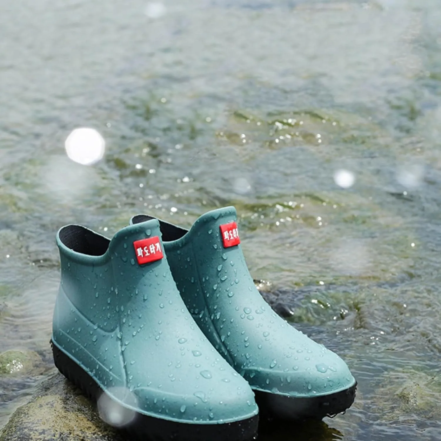 Men's Short Tube Slip On Rain Boots Outer Neoprene Boots Hiking Rain Boots Fishing Boots Water Proof Rain Boots