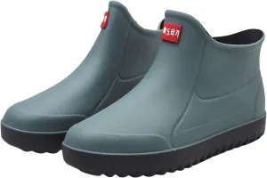 Men's Short Tube Slip On Rain Boots Outer Neoprene Boots Hiking Rain Boots Fishing Boots Water Proof Rain Boots