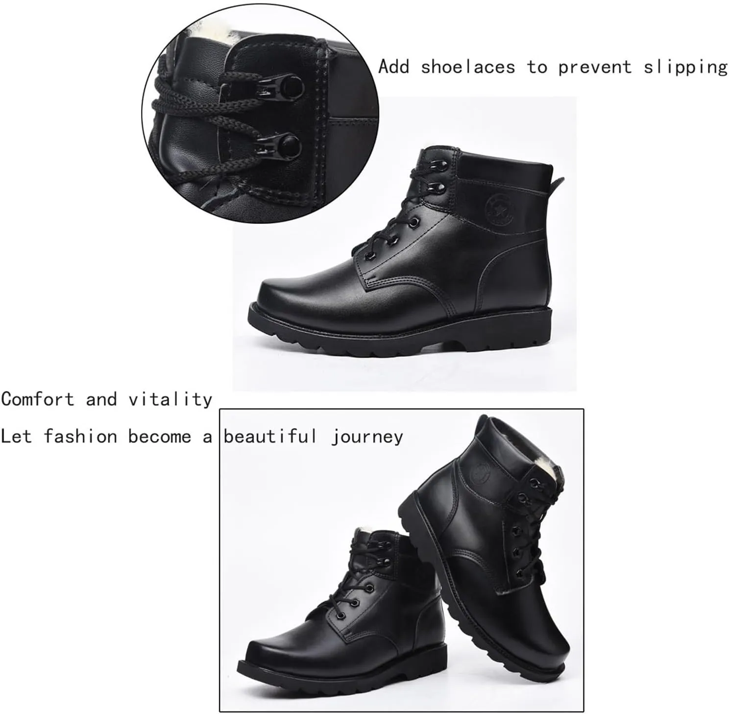 Men's Waterproof Steeltoe Work Boot, Winter Warm Thicker Leather Cozy Non-slip Steel Toe Work Boots, Waterproof Heavy Duty Safety Boots with Puncture Protection, for Warehouse