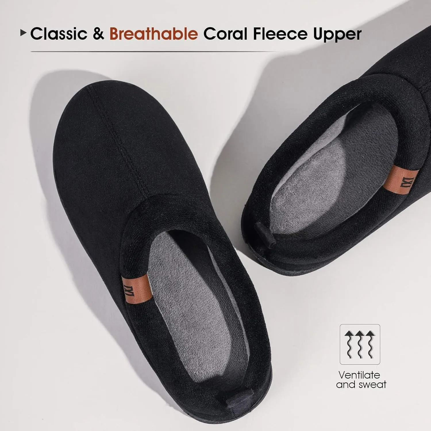 MERRIMAC Men's Slip on Slippers Comfy Memory Foam Non Slip Indoor House Shoes