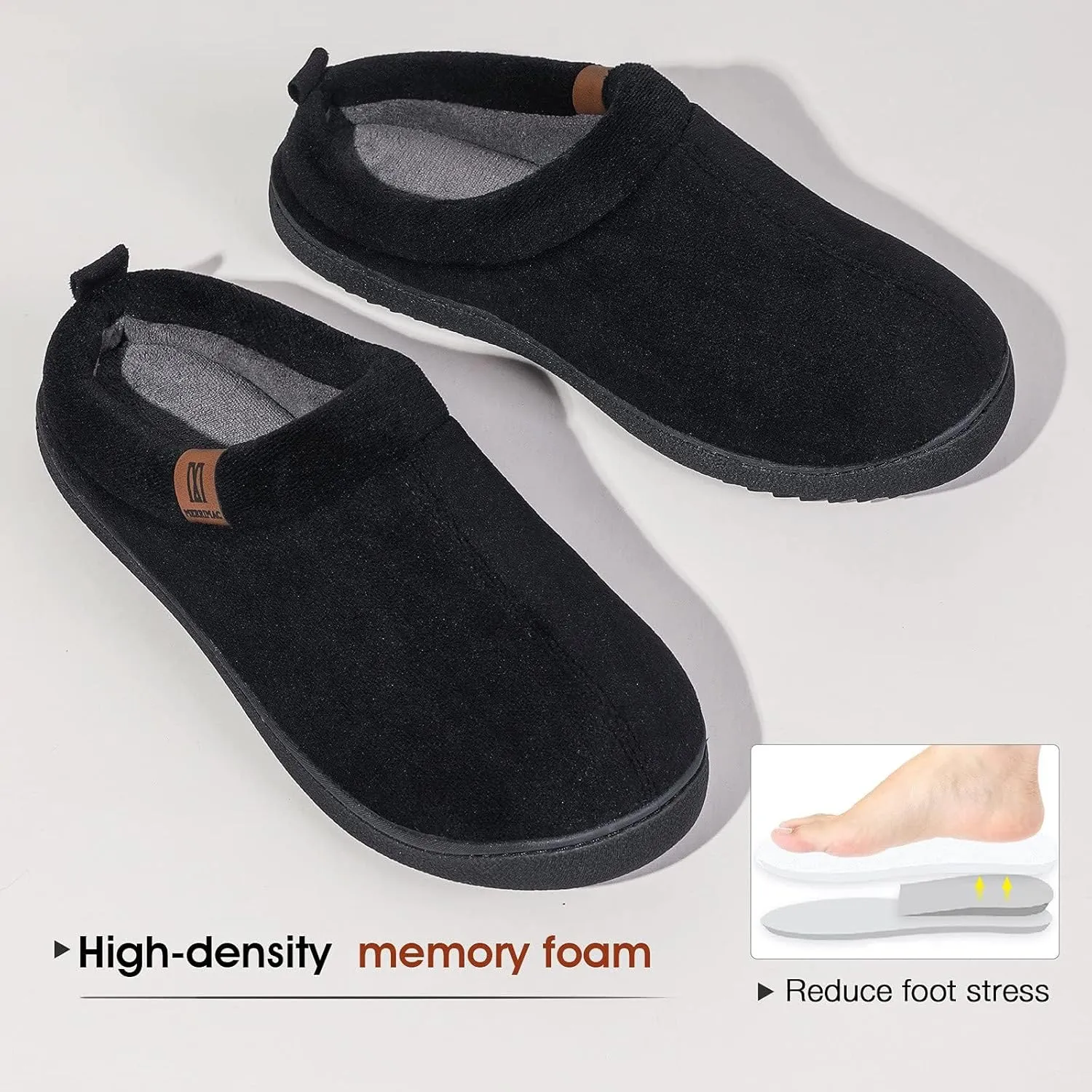 MERRIMAC Men's Slip on Slippers Comfy Memory Foam Non Slip Indoor House Shoes