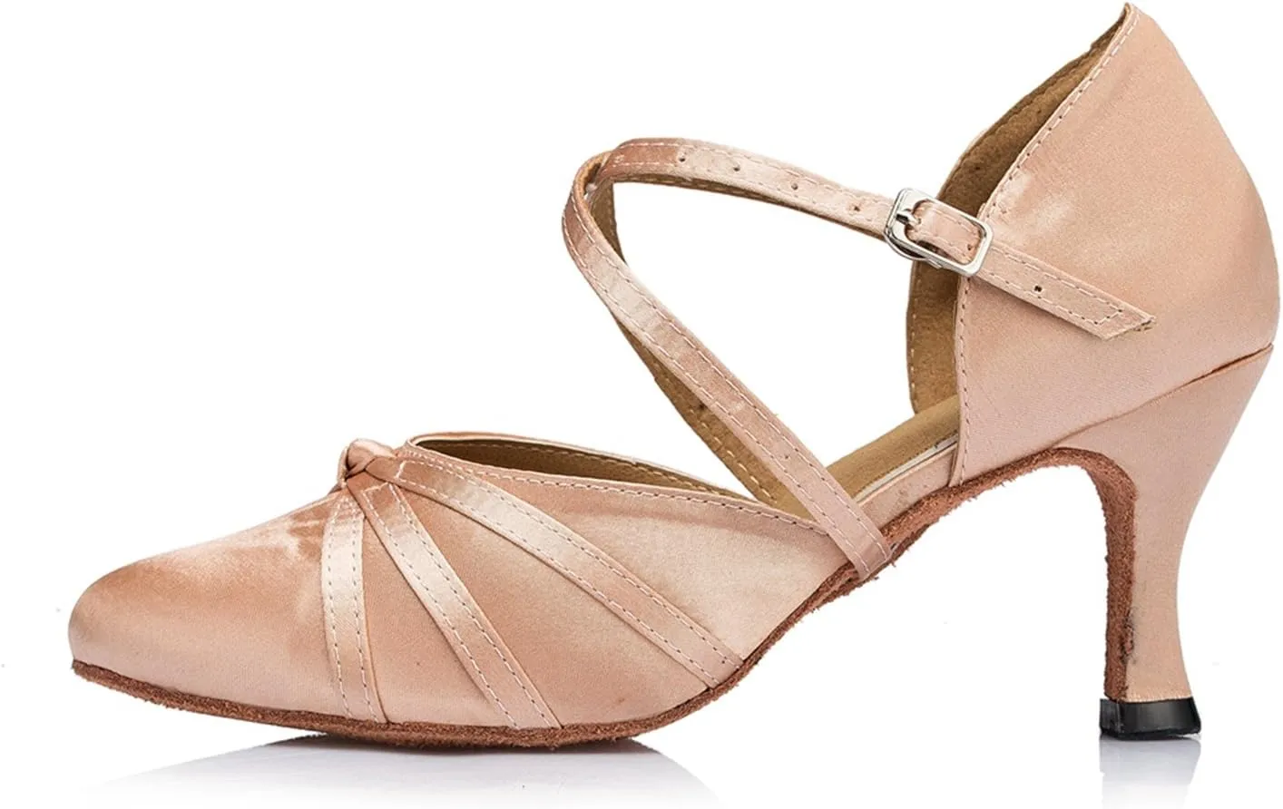Minishion Women's Closed Toe Dance Heels Comfortable Ballroom Dancing Pumps