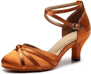 Minishion Women's Closed Toe Dance Heels Comfortable Ballroom Dancing Pumps