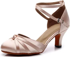 Minishion Women's Closed Toe Dance Heels Comfortable Ballroom Dancing Pumps