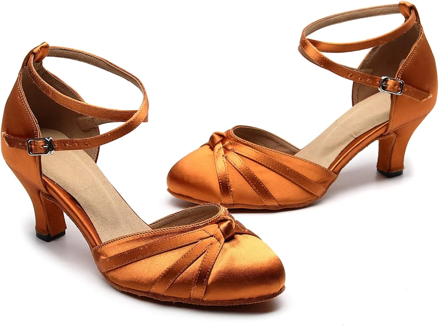 Minishion Women's Closed Toe Dance Heels Comfortable Ballroom Dancing Pumps