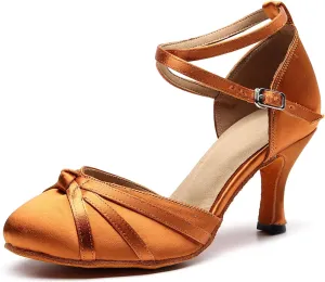 Minishion Women's Closed Toe Dance Heels Comfortable Ballroom Dancing Pumps