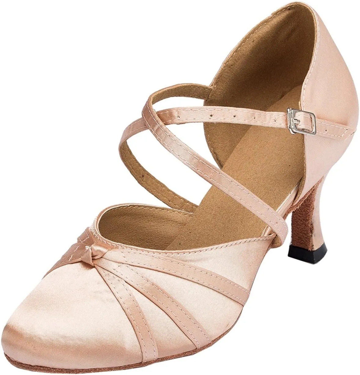 Minishion Women's Closed Toe Dance Heels Comfortable Ballroom Dancing Pumps