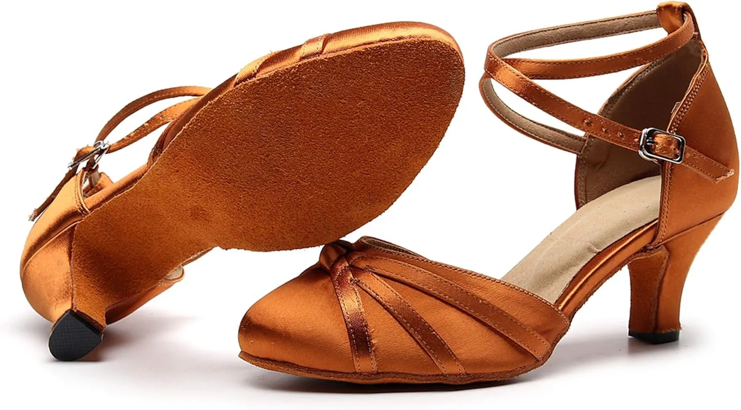 Minishion Women's Closed Toe Dance Heels Comfortable Ballroom Dancing Pumps