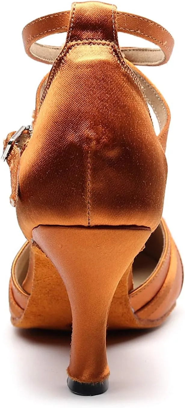 Minishion Women's Closed Toe Dance Heels Comfortable Ballroom Dancing Pumps