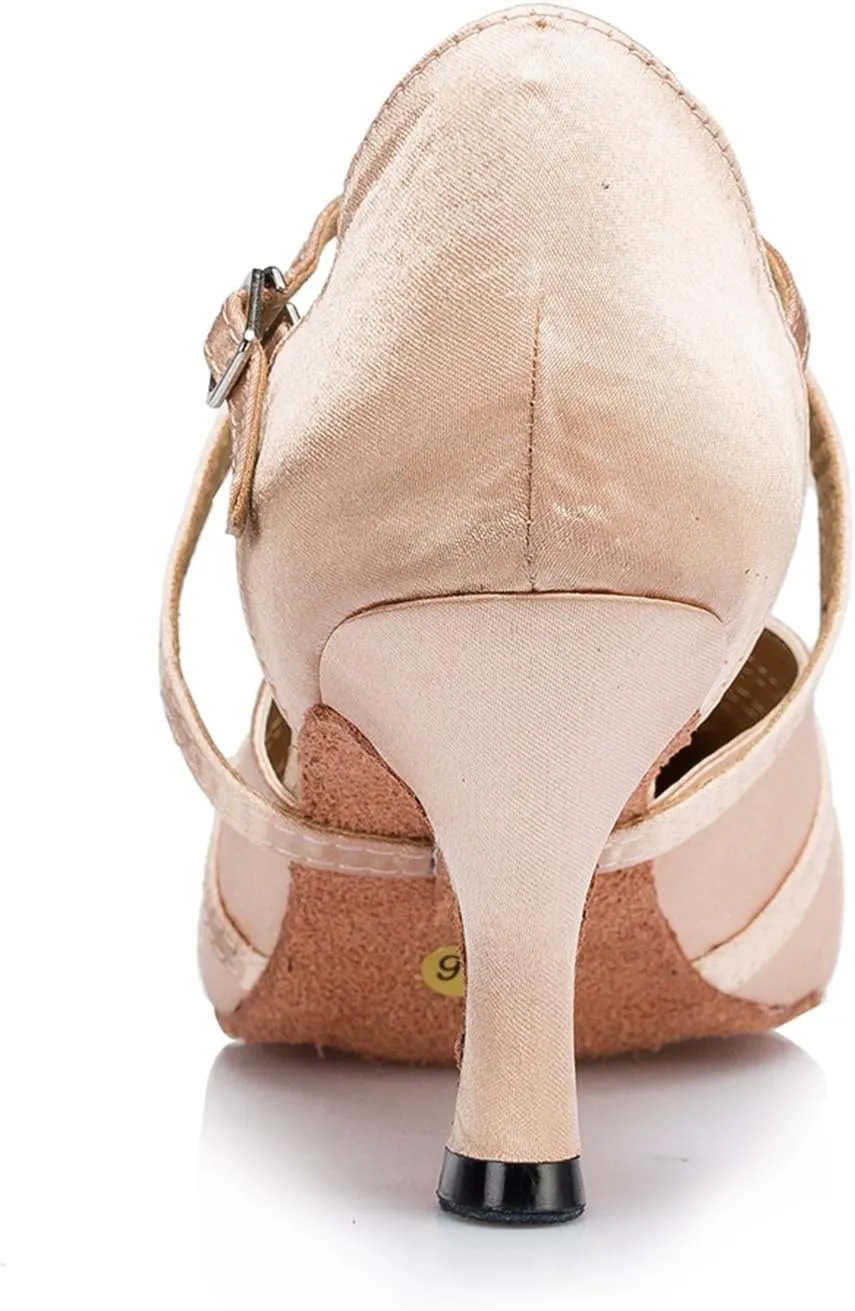 Minishion Women's Closed Toe Dance Heels Comfortable Ballroom Dancing Pumps