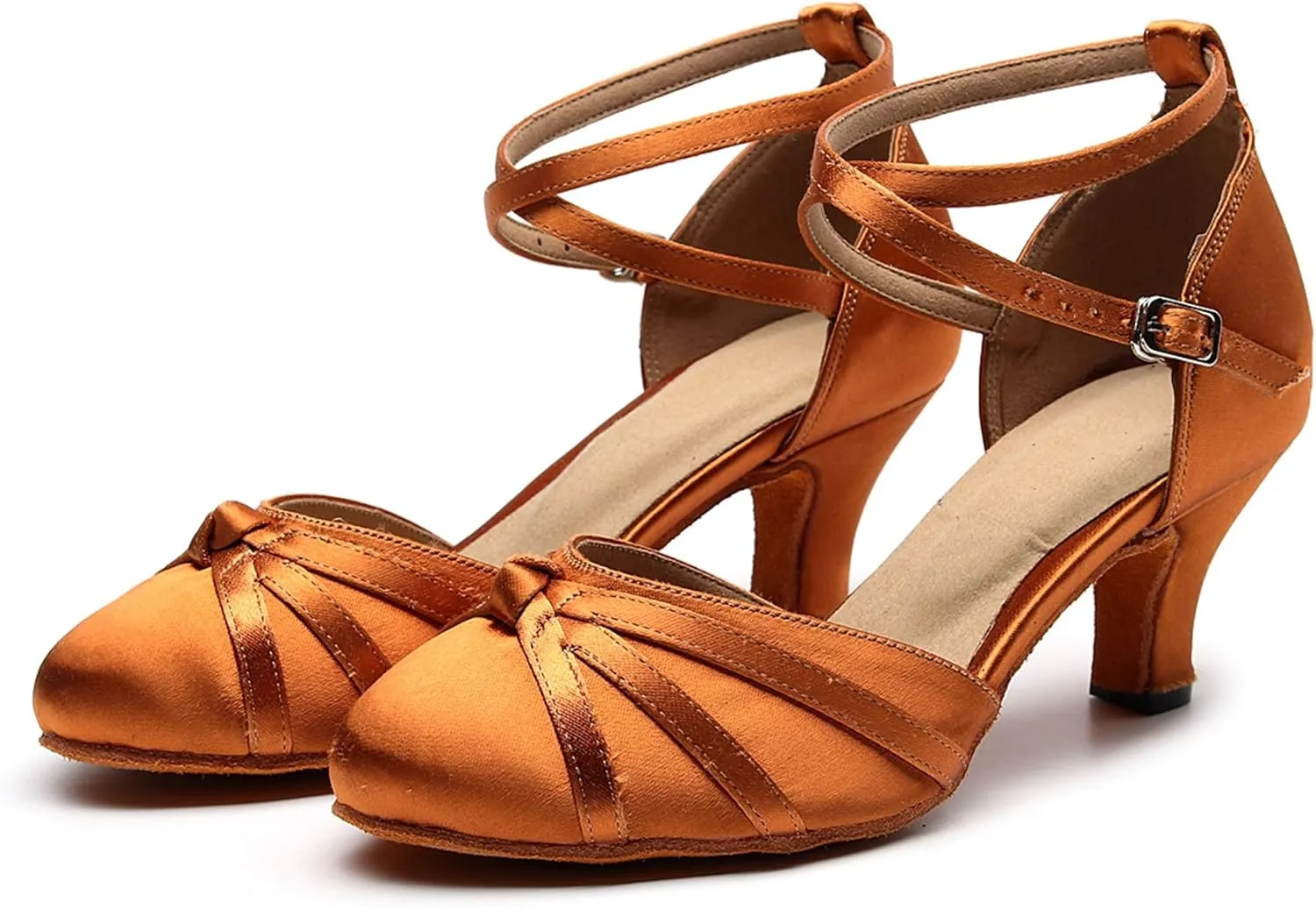 Minishion Women's Closed Toe Dance Heels Comfortable Ballroom Dancing Pumps