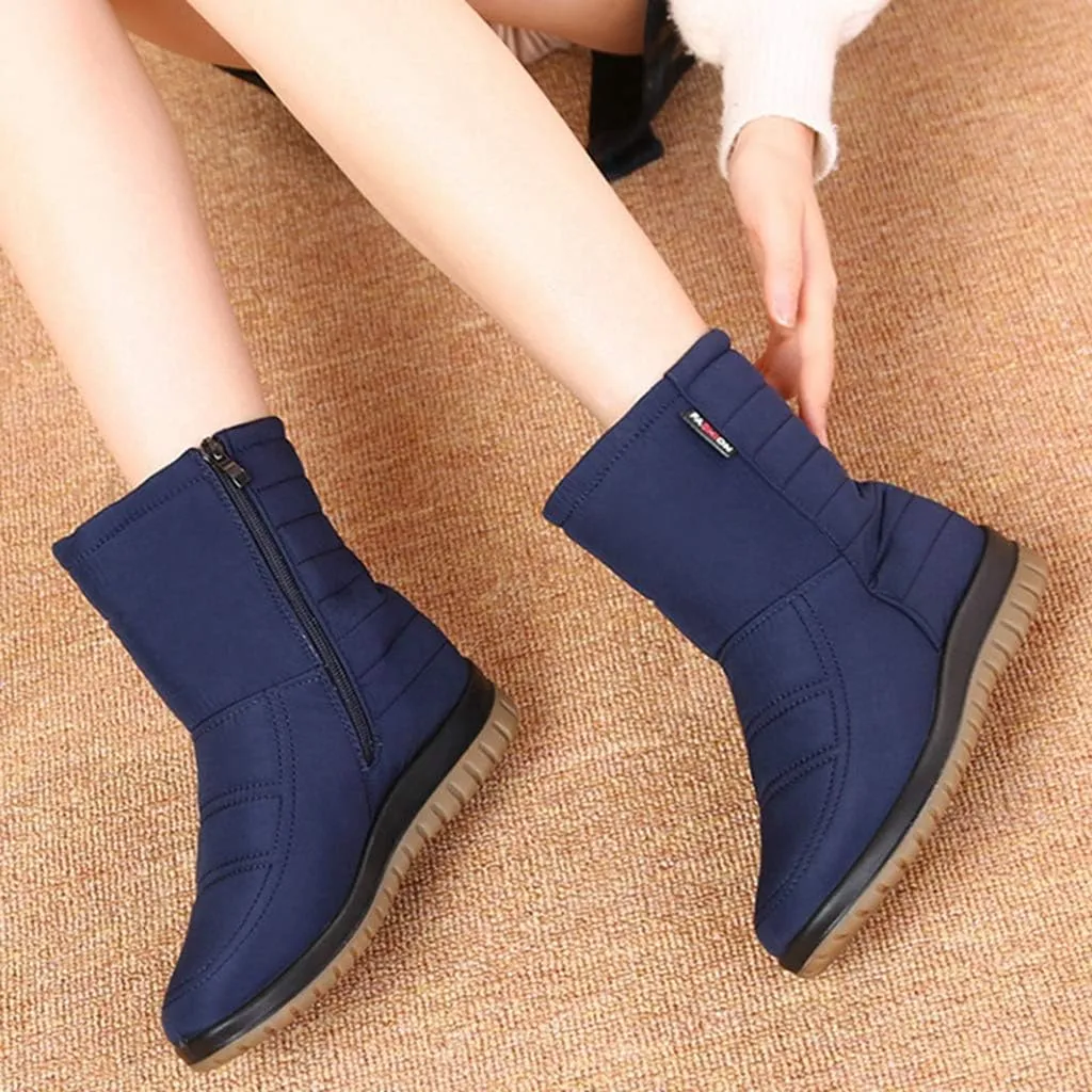 MIOKE Women's Winter Waterproof Rain Snow Ankle Booties Warm Fur Zipper Anti-slip Outdoor Snow Short Boots