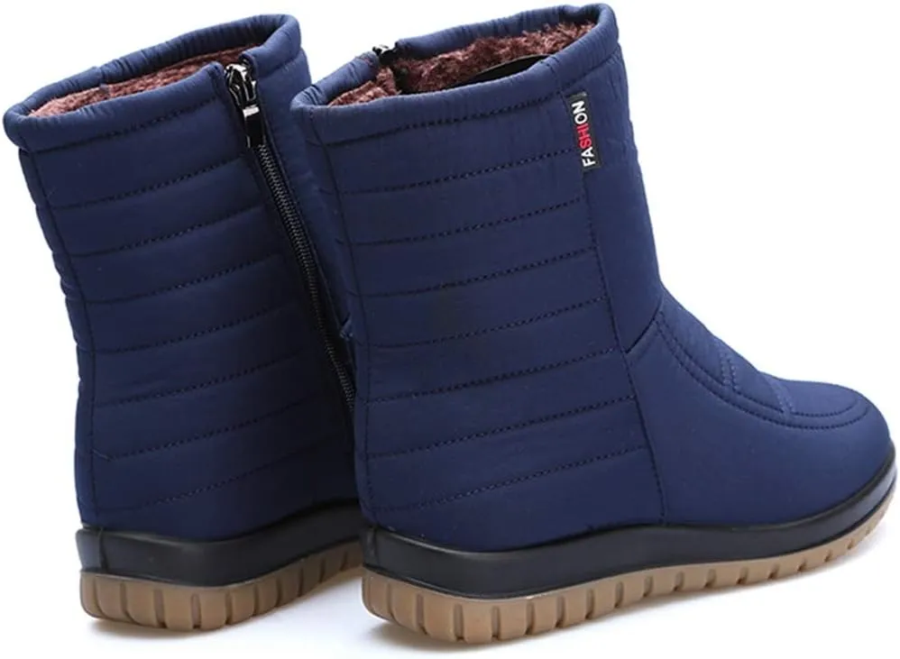 MIOKE Women's Winter Waterproof Rain Snow Ankle Booties Warm Fur Zipper Anti-slip Outdoor Snow Short Boots