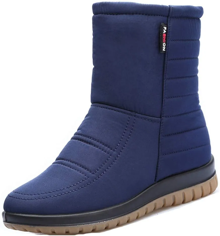 MIOKE Women's Winter Waterproof Rain Snow Ankle Booties Warm Fur Zipper Anti-slip Outdoor Snow Short Boots