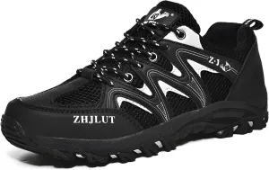 Mokcoliy]OutdoorShoes Waterproof - Men's Summer Lightweight & Women's Comfort Walking Shoes with Toe Guard, Air-Cushioned Anti-Slip Sole for Hiking, Travel, Trail Running