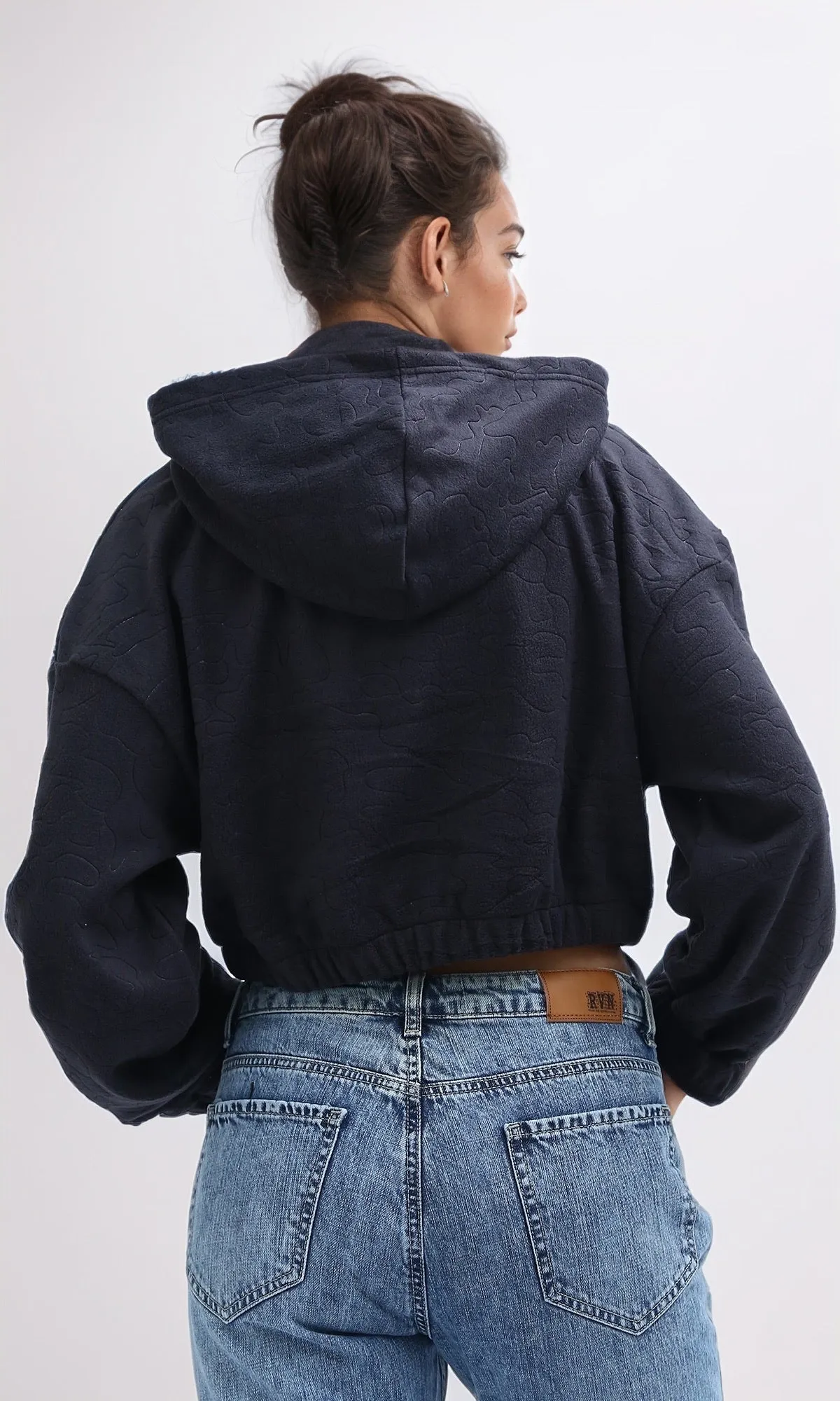 O200787 -  Slip On Black Solid Hoodie With Elastic Hem