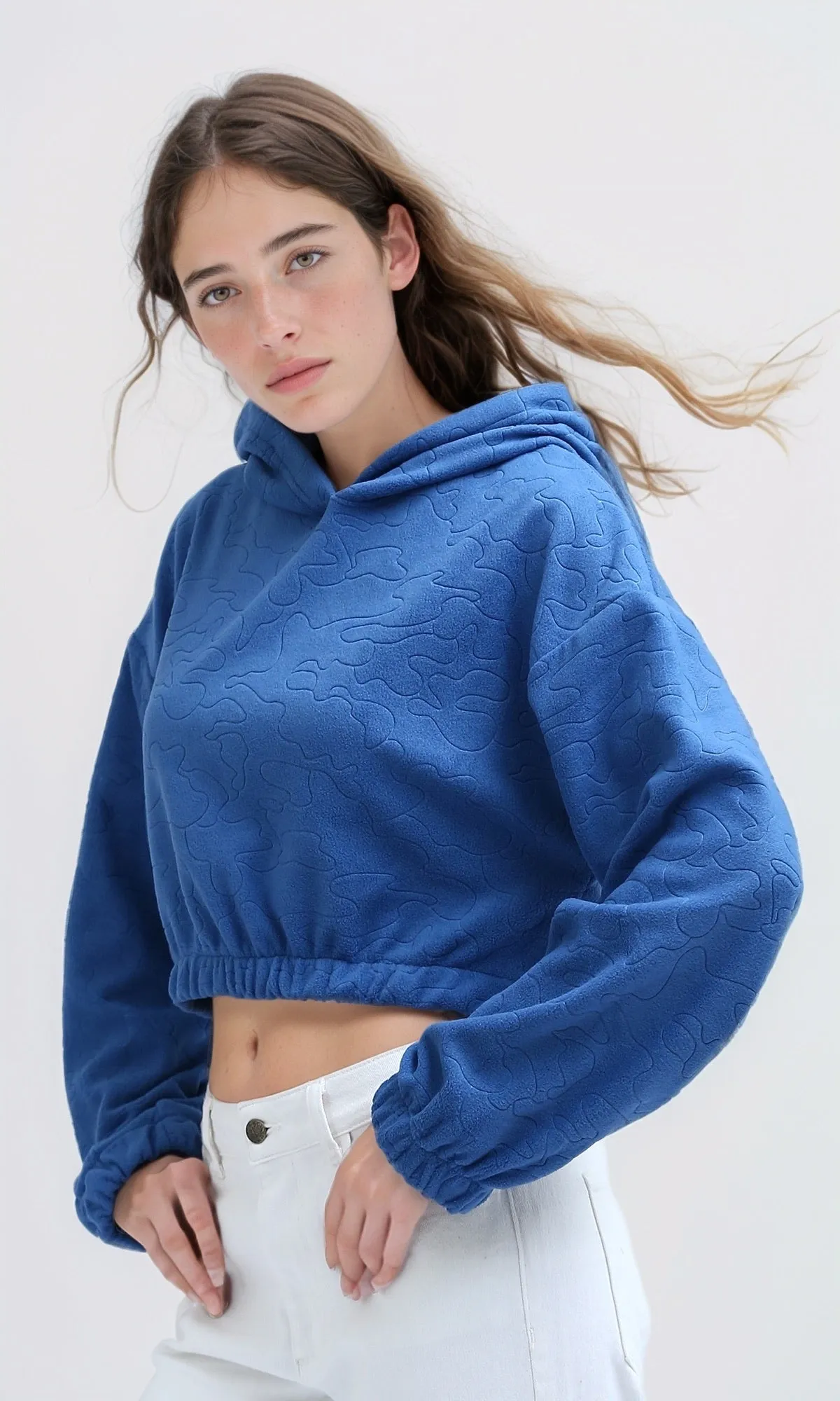 O200789 - Regular Fit Solid Blue Winter Hoodie