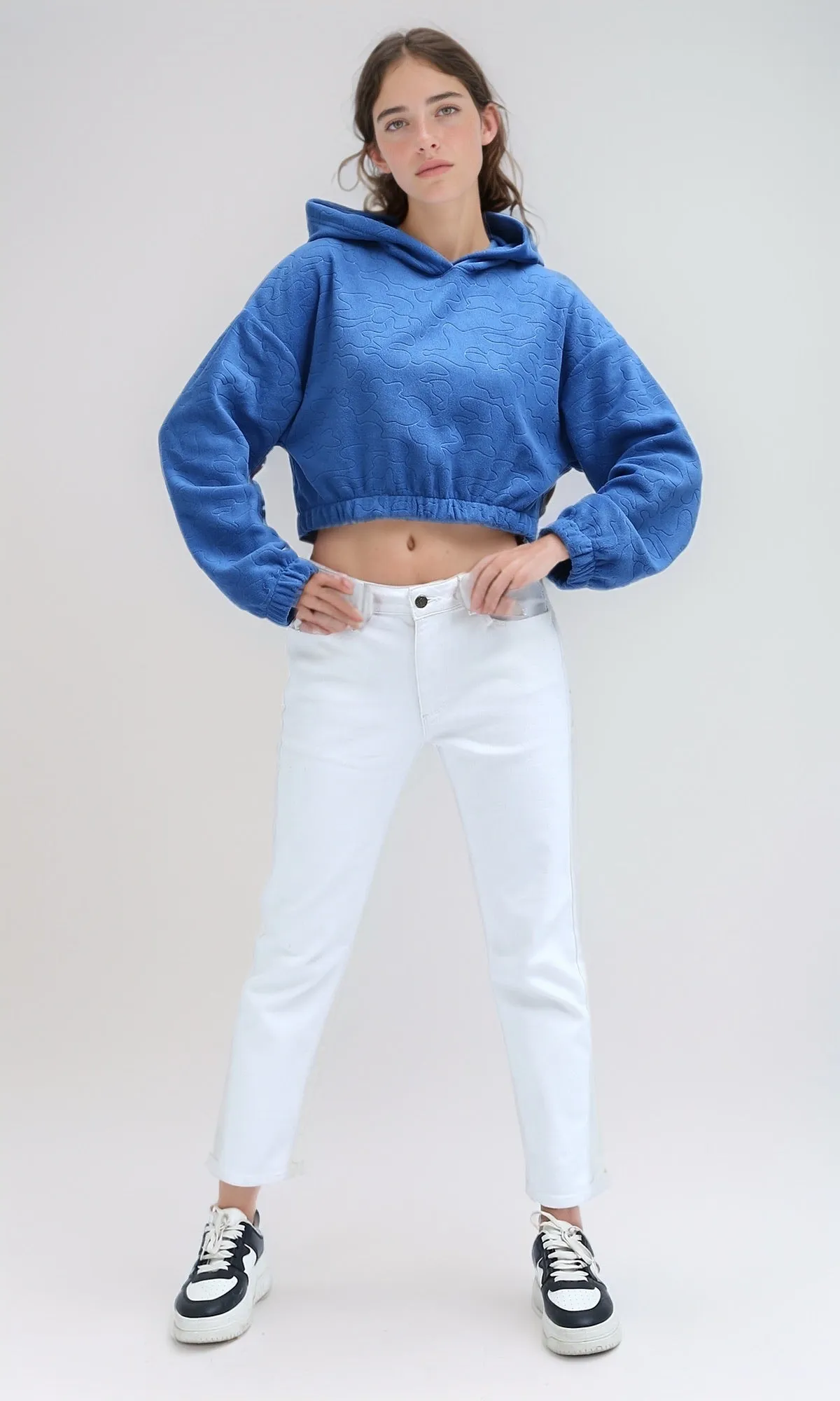 O200789 - Regular Fit Solid Blue Winter Hoodie