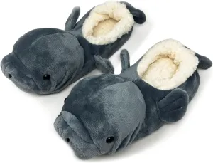 ooohyeah Womens Funny Fuzzy Animal Slippers, Cute Cozy Non-Slip House Slippers for Women, Manatee Splash