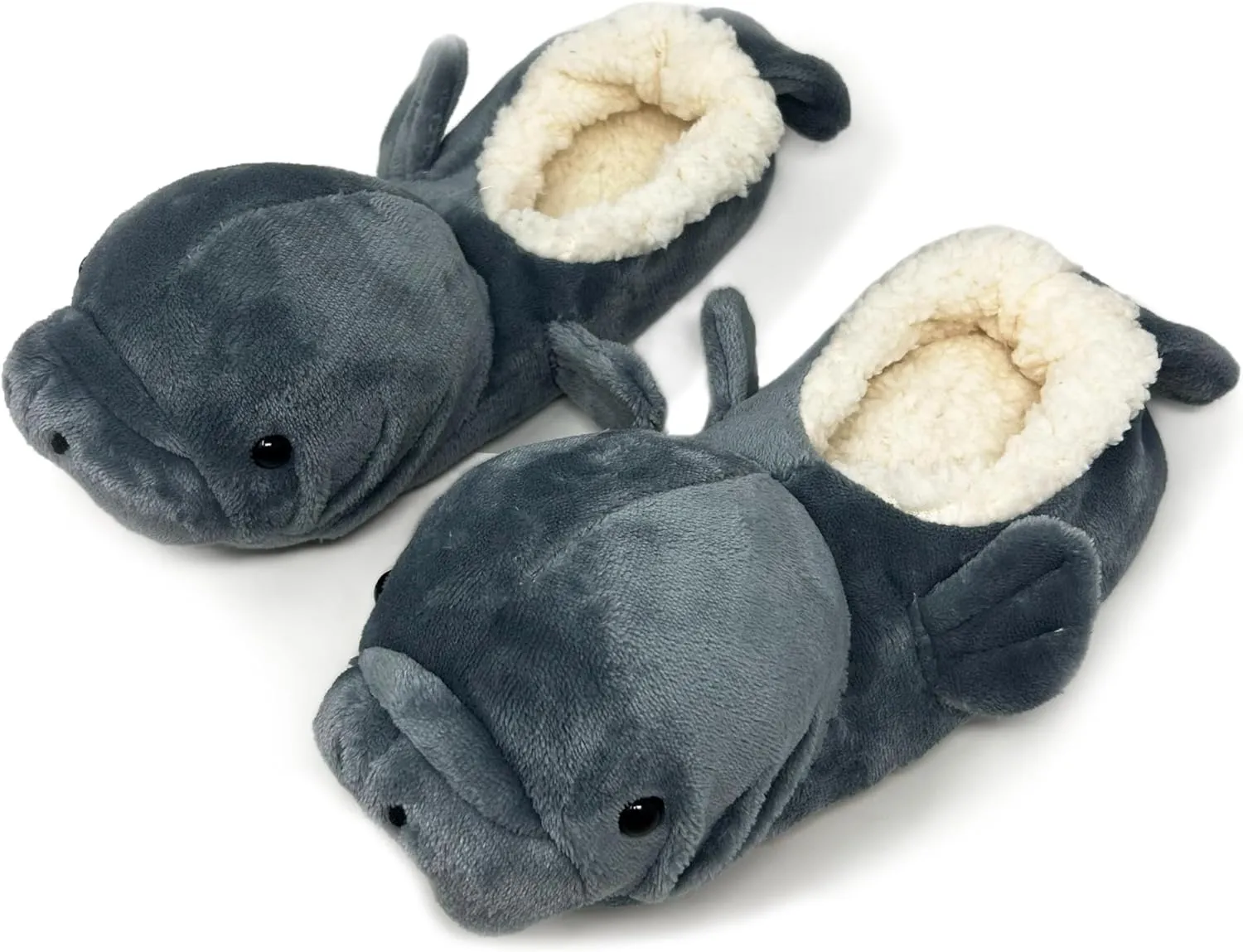 ooohyeah Womens Funny Fuzzy Animal Slippers, Cute Cozy Non-Slip House Slippers for Women, Manatee Splash