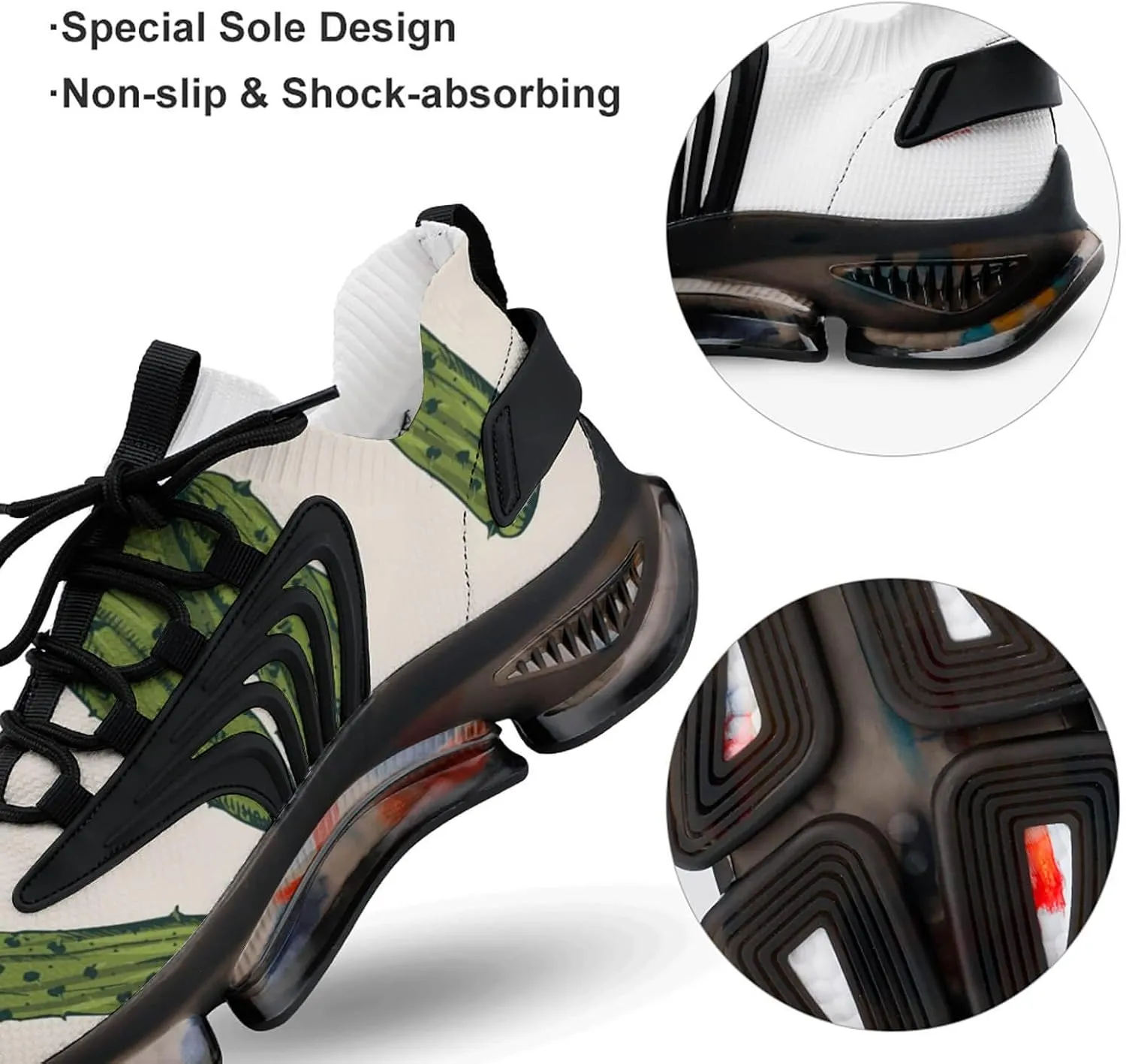 Pickles Vegan Mens Running Shoes Breathable Sneakers Non-Slip Sports Walking Shoe