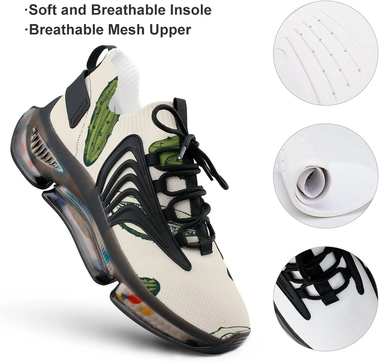 Pickles Vegan Mens Running Shoes Breathable Sneakers Non-Slip Sports Walking Shoe