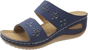 Platform Shoes for Women Wedge Sandals Non Slip Arch Support Sandals Lightweight Memory Foam Platform Shoes Comfortable Walking Slide for Plantar Fasciitis