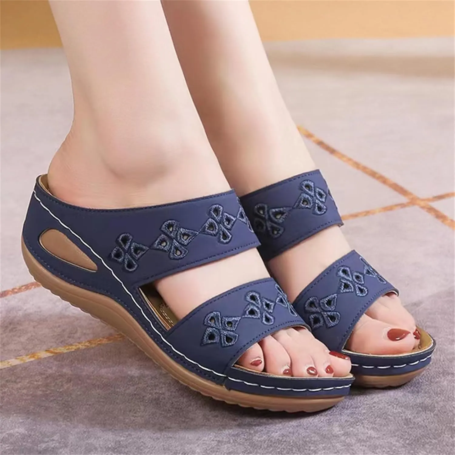 Platform Shoes for Women Wedge Sandals Non Slip Arch Support Sandals Lightweight Memory Foam Platform Shoes Comfortable Walking Slide for Plantar Fasciitis