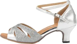 Sandals for Women 2025 Latin Dance Shoes Glitter Comfortable Evening Sandals Buckle Wedding Heels for Bride