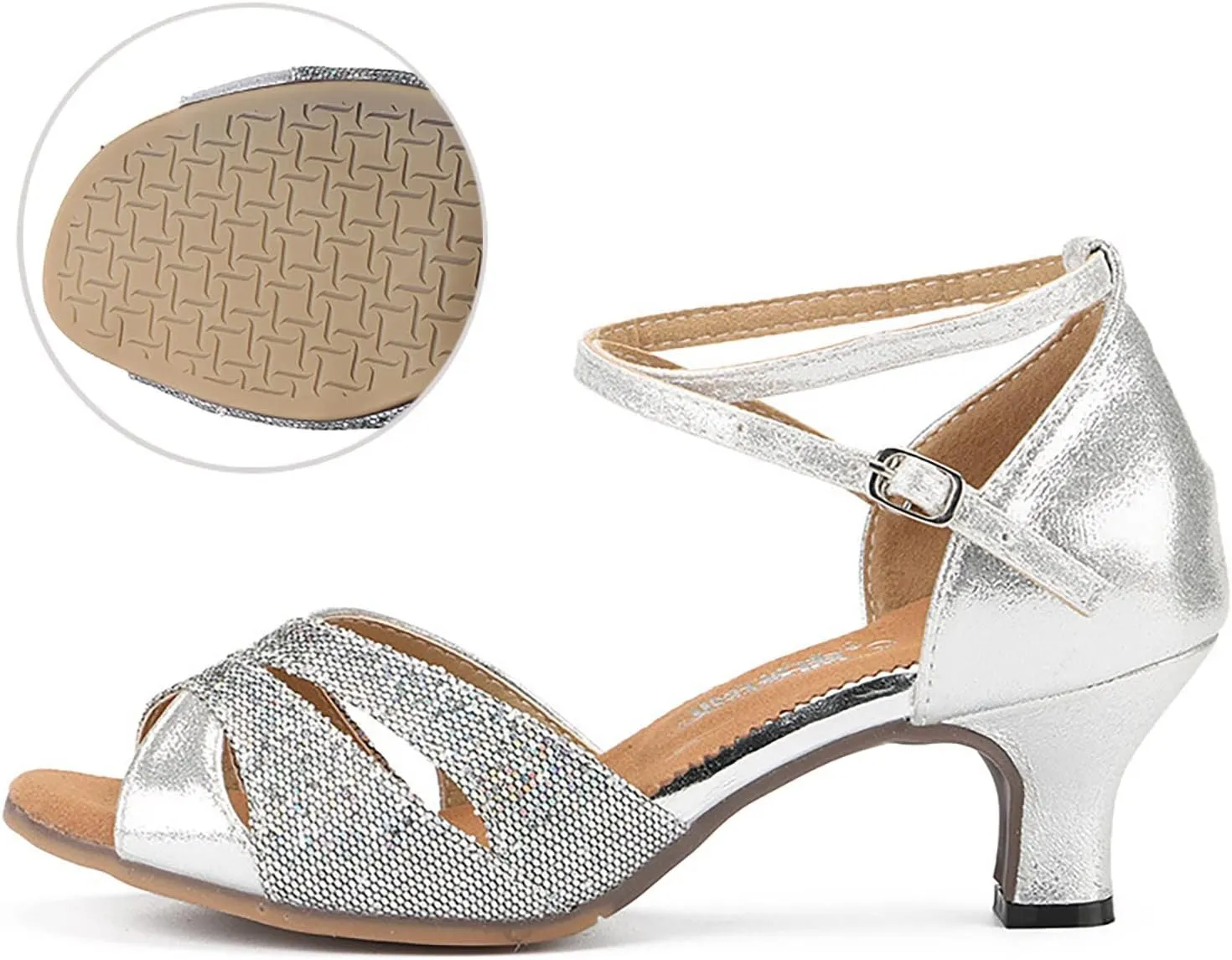 Sandals for Women 2025 Latin Dance Shoes Glitter Comfortable Evening Sandals Buckle Wedding Heels for Bride
