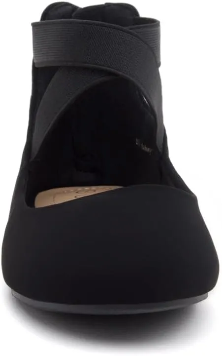 Shoe Land Women's Flats  Dressy & Casual Almond Toe Flat Shoes with Elastic Ankle Strap, Comfortable Slip-On Ballet Flats for Work, Office & Special Occasions