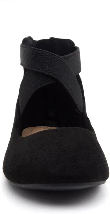 Shoe Land Women's Flats  Dressy & Casual Almond Toe Flat Shoes with Elastic Ankle Strap, Comfortable Slip-On Ballet Flats for Work, Office & Special Occasions