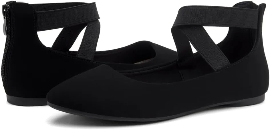 Shoe Land Women's Flats  Dressy & Casual Almond Toe Flat Shoes with Elastic Ankle Strap, Comfortable Slip-On Ballet Flats for Work, Office & Special Occasions